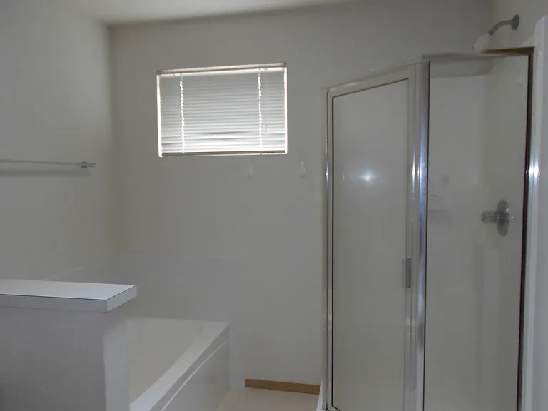 Bath tub and shower in master.
