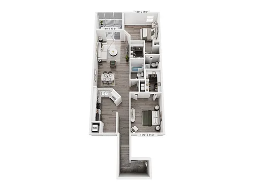 Floor plan B2 1175sf 2/2