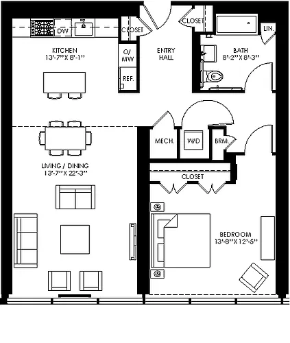 Floor plan 1 Bed/1 Bath-a06
