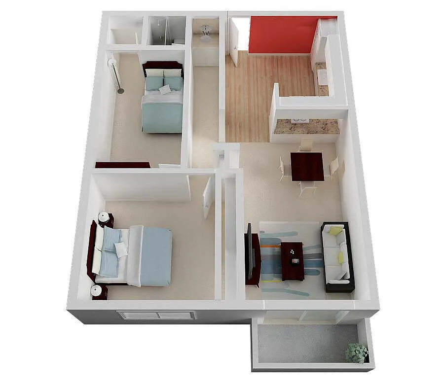 Floor plan 2 Bed/ 1.0 Bath