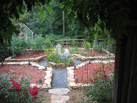 Raised Formal Garden in Stacked Stone