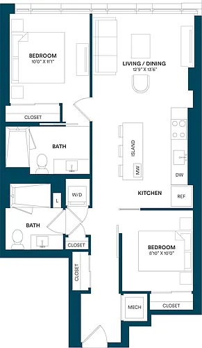 Floor plan 2 Bed/2 Bath JR-B1 TYP 09