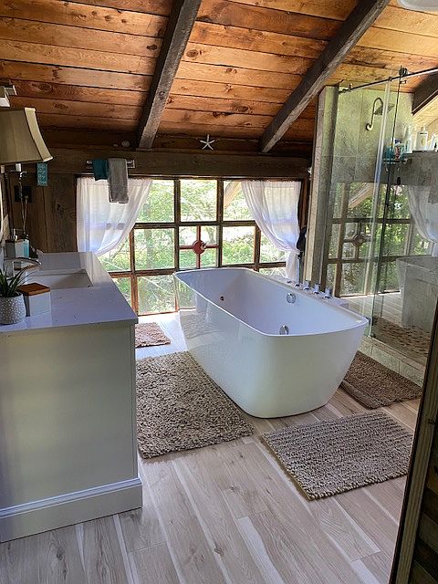 the master bath awaits you at the top of the stairs!