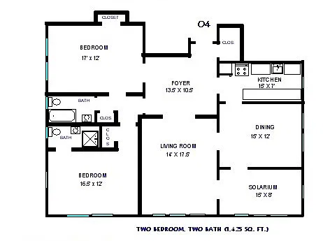 Floor plan Two Bedroom Two Bath