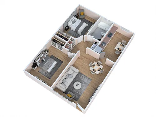 Floor plan 2 Bedroom 1 Bath
