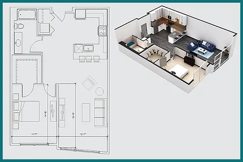 Floor plan One Bedroom / One Bath / a3