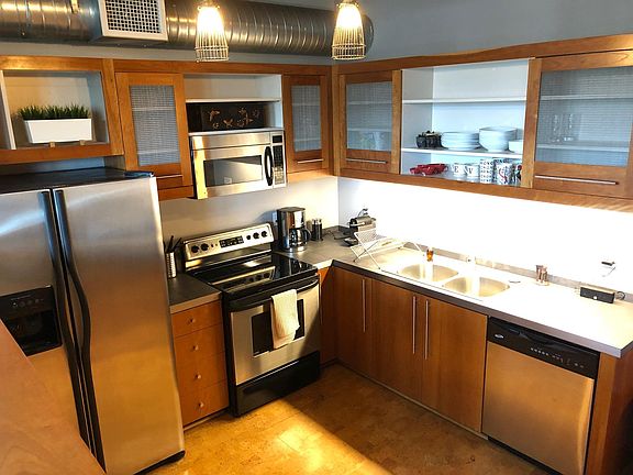 Kitchen with stainless steel appliances