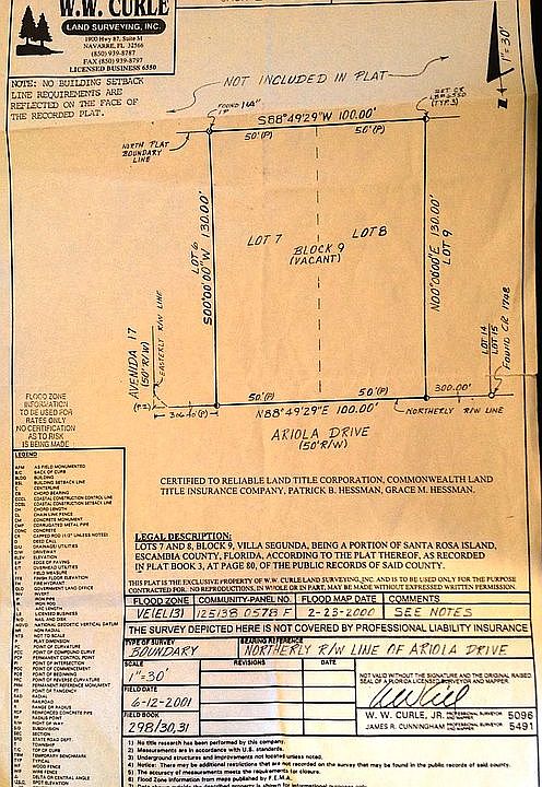 Original survey of lot.