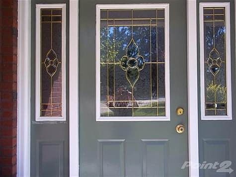Gorgeous door with leaded glass an sidelites