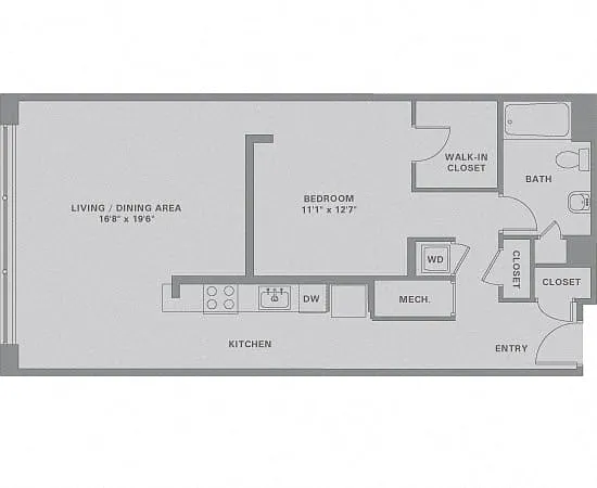 Floor plan 1 Bed/1 Bath-A23