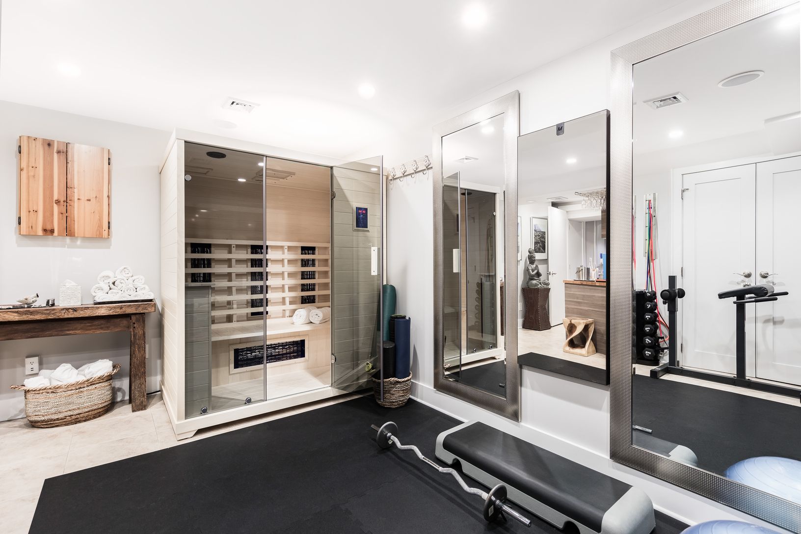  Fitness Room with MIRROR home gym and Sauna