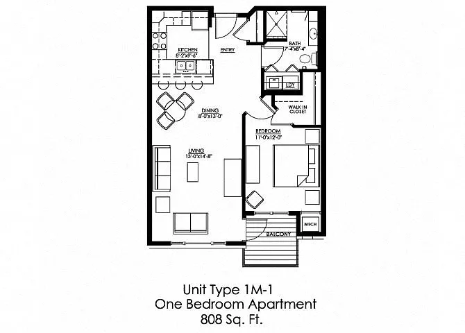 Floor plan One Bedroom M1