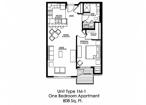 Floor plan One Bedroom M1