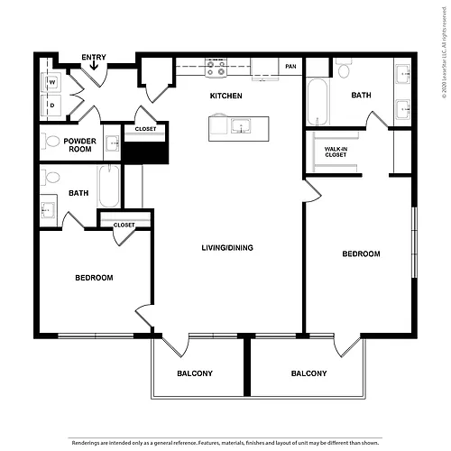 Floor plan 2 Bed/2 Bath-The Erin PH