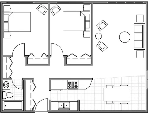 Floor plan 2 Bedroom Deluxe+