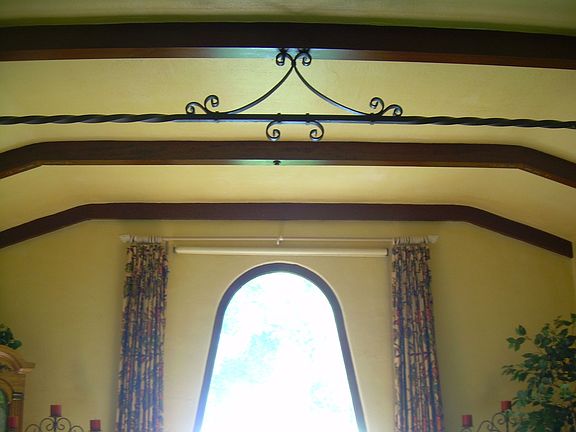 Living room, main room, high ceilings, original wood beams, hardwood floors