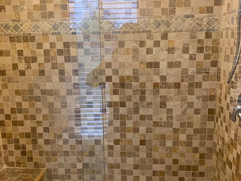 2nd floor bath has large shower and double vanity