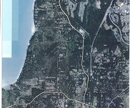 Wide area map, small green box in the middle.  The black line represents the road in from Olympic View Road.  