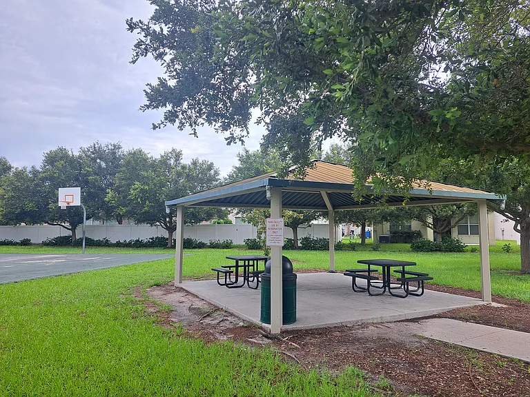 Community picnic area and basketball