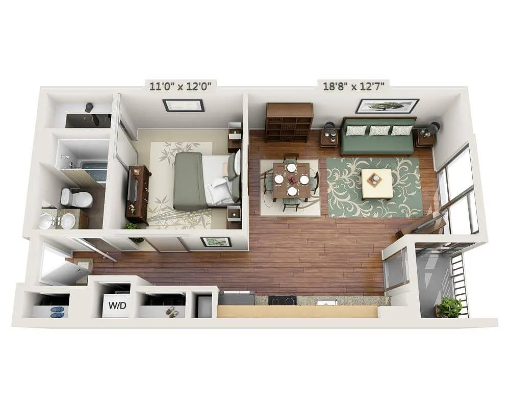 Floor plan One Bedroom A1C