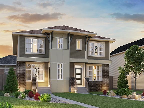 Exterior view of a Prairie Elevation model by Brookfield Residential in Calgary.