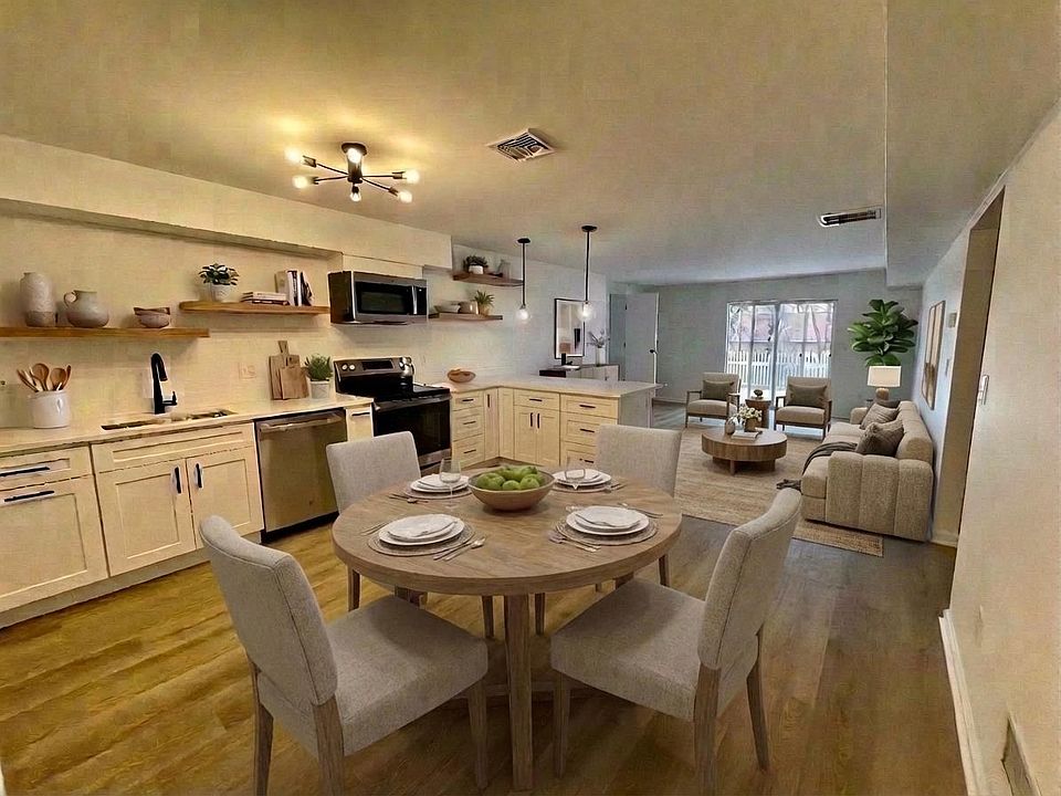 Kitchen/dining area and Livingroom virtually staged
