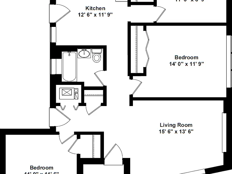 Represents the 1,205 SQFT apartment in the 3404 building