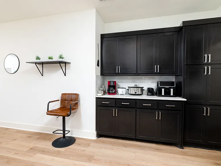 Part of the fully stocked kitchen.
