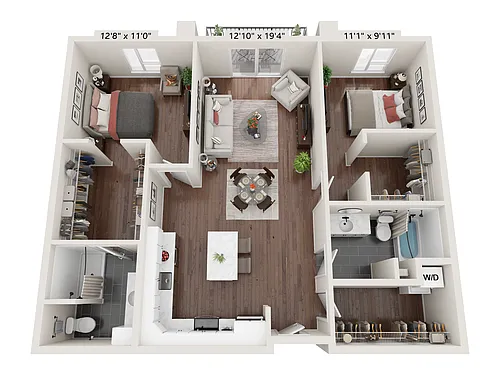 Floor plan Two Bedroom 2B-1