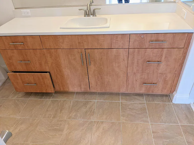 Master bedroom vanity and storage.