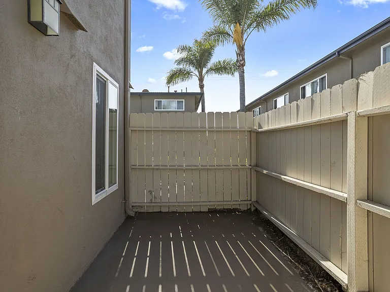 Private patio at Olive Tree Townhomes in Costa Mesa, CA