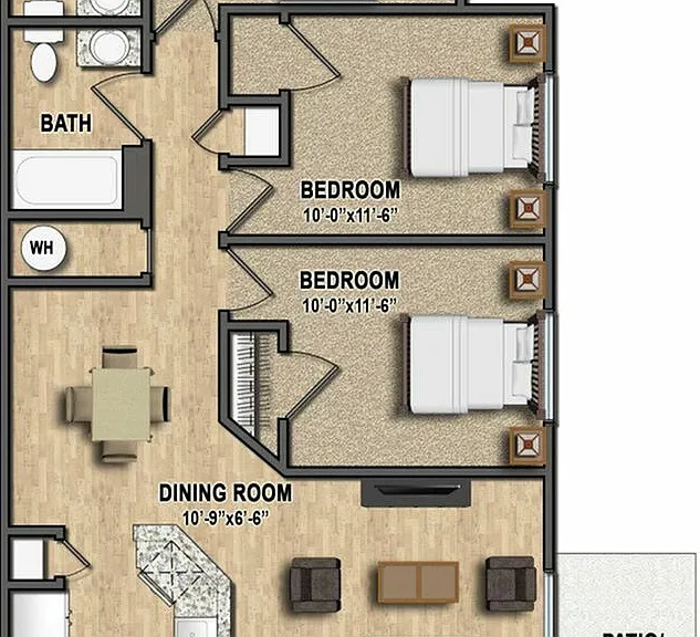 Pembroke is a three-bedroom, two-bathroom home featuring an open-concept layout, in-unit laundry, ample storage, and a private patio or balcony. Pembroke is a three-bedroom, two-bathroom home featuring an open-concept layout, in-unit laundry, ample storag