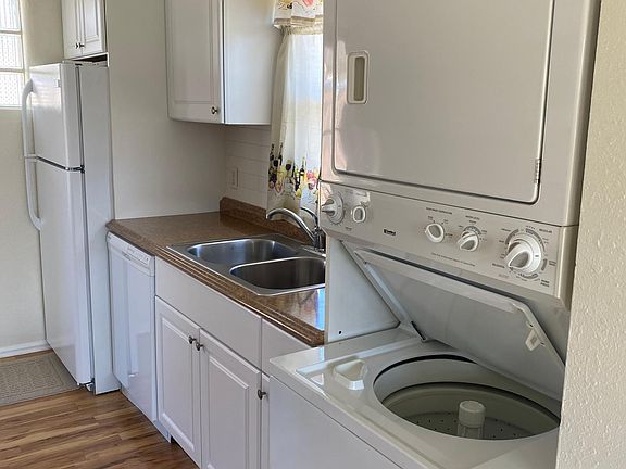 Washer and dryer in the kitchen.