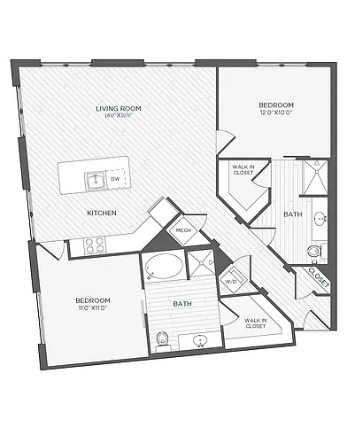 Floor plan 2 Bed 2 Bath-B2 - Navigator
