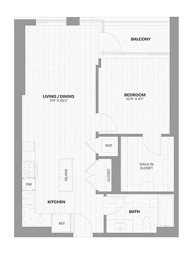 Floor plan 1 Bed/1 Bath-X04