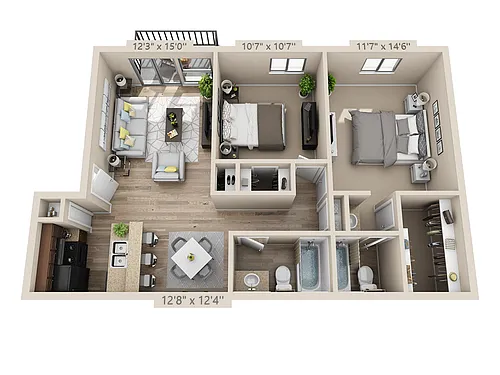 Floor plan Two Bedroom B2OW