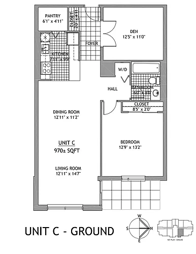 Floor plan 1 Bedroom + Den