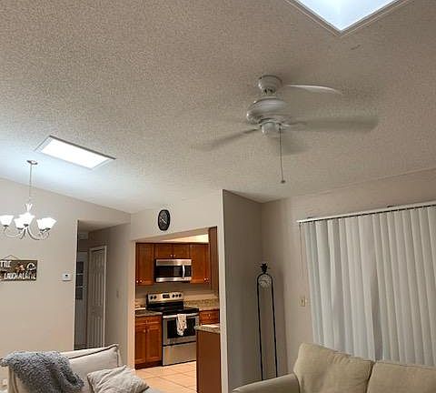 Living room with skylights