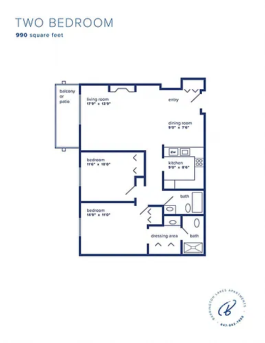 Floor plan Two Bedroom Side by Side