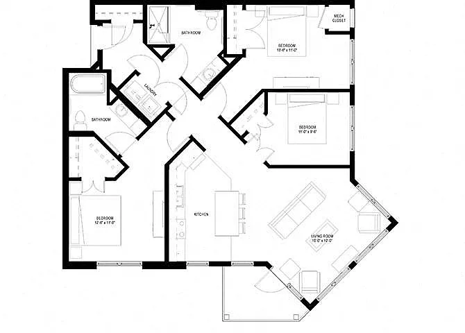 Floor plan Three Bedroom A (Accessible)