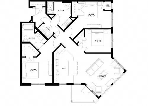 Floor plan Three Bedroom A (Accessible)