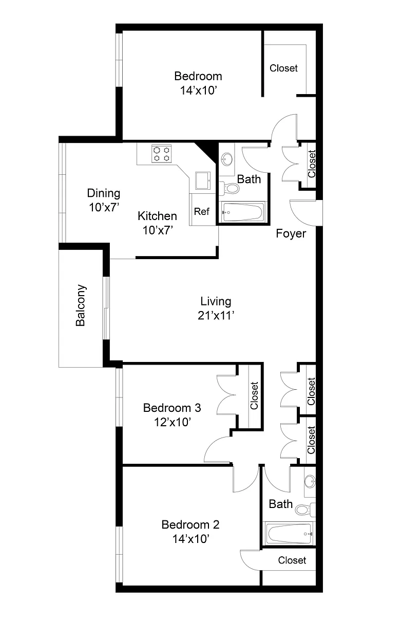 Floor plan 3 Bed 2 Bath