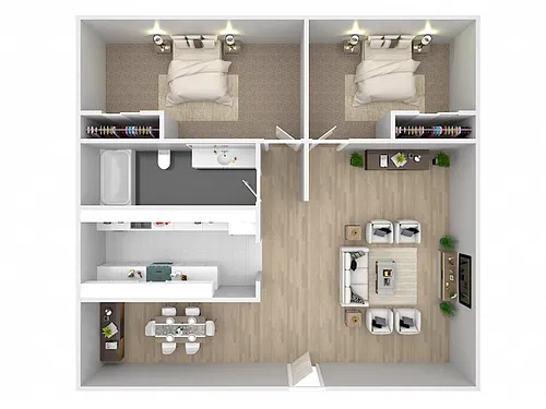 Floor plan 2 BEDROOM 1 BATH