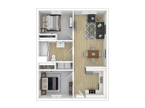 Floor plan 2 Bedroom 1 Bath