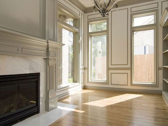 library with fireplace