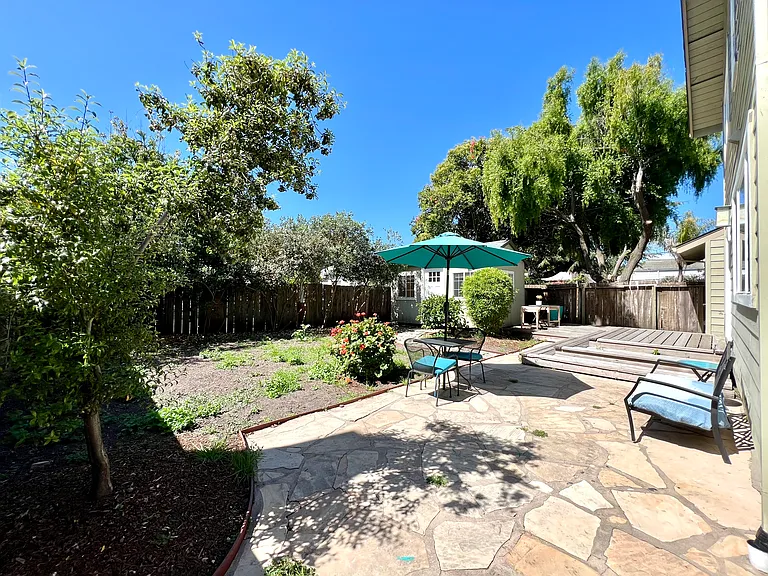 Backyard with flagstone patio
