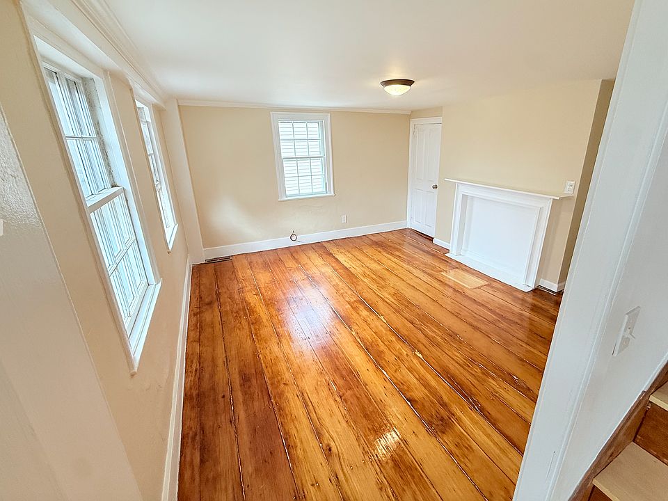 Original 1740 wood floor in living room.