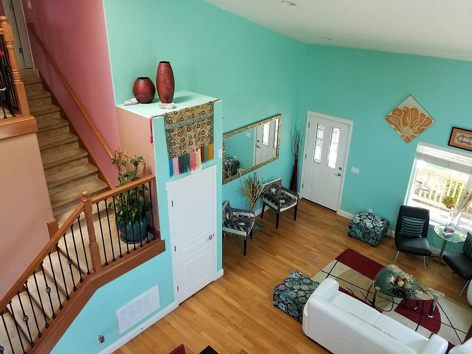 Living room and stairs to bedroom (view from loft)