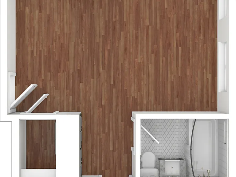 3D Unfurnished Rendering of 1-Bedroom Floor Plan 3D Unfurnished Rendering of 1-Bedroom Floor Plan