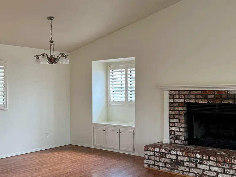 Window Seat and Gas Log Fireplace with Mantle